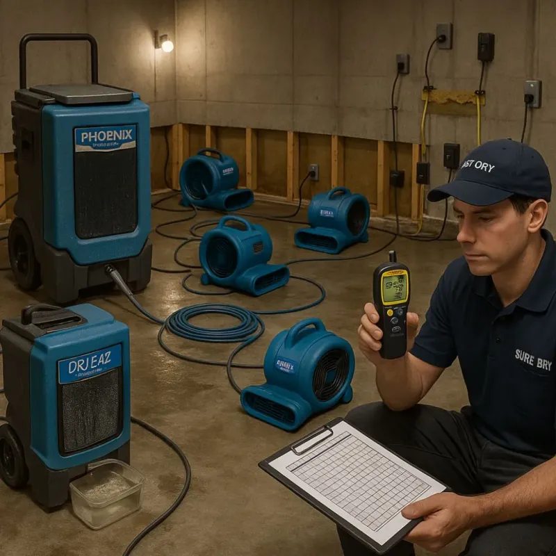 Structural Drying and Dehumidification process in Sioux Falls, SD